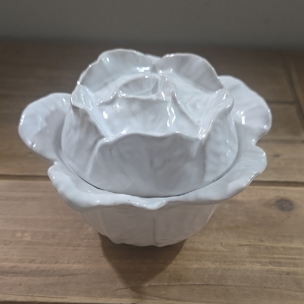 Vintage Italian Cabbage Ceramic Bowl with Lid